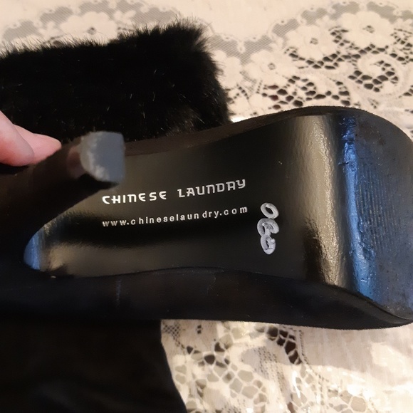 Chinese Laundry Tik Tok Black Faux Fur Trim Size 7 - Picture 6 of 7
